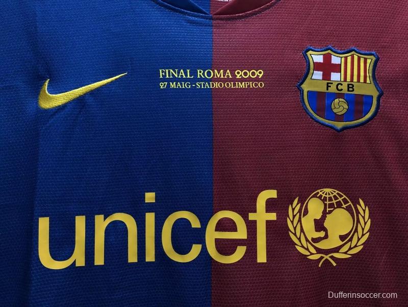 Retro 08/09 Long SLeeve Barcelona Home Champions Version Soccer Jersey