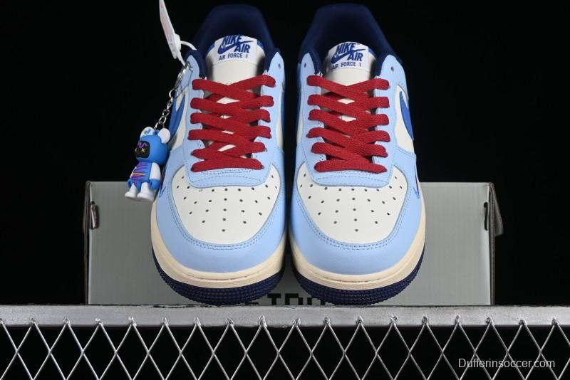 Nike Air Force 1 '07 Low Custom Casual Sneakers "Joker Red" with Full-Length Hexagonal Air Cushion - XL2402-333