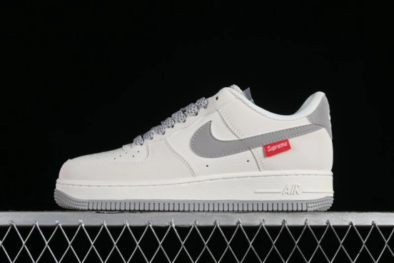 Supreme x Nike Air Force 1 '07 Low Beige Grey Casual Skate Shoes - HD1968-018