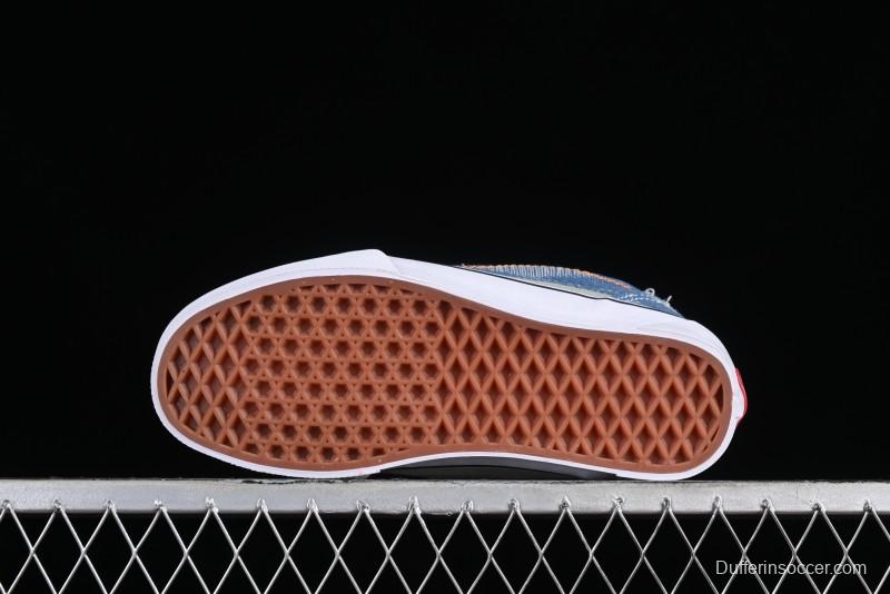 Vans Classics Knu Skool Washed Denim Distressed Vintage Chunky Tongue Skate Shoes - VN0009QCBLK