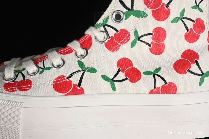 Converse Chuck 1970s Official Cherry Embroidery Platform Vulcanized Canvas Sneakers - A08096C