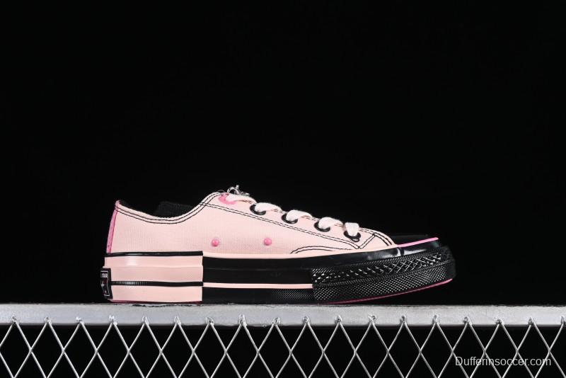 Converse Chuck 70s Low-Top Casual Sneakers with Black-Pink Chain Design - A09542C