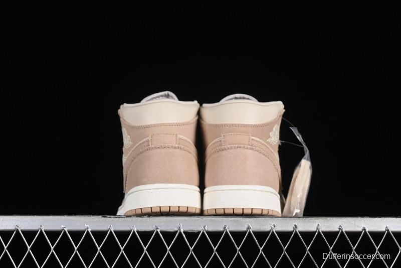 Nike Air Jordan 1 Mid AJ1 Khaki Mid-Top Basketball Shoes - FJ3448-200