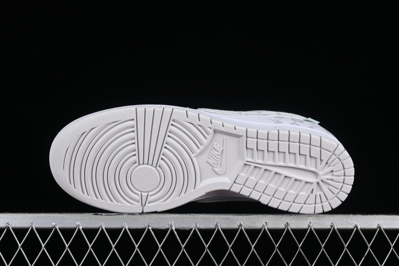 Nike SB Dunk Low Louis Vuitton Collaboration - White Grey Print High-End Custom Low-Top Casual Skate Shoes - LV0526-592