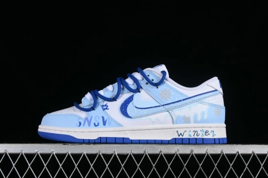 Nike Dunk Low Winter is Here Minimalist White Blue SB Lace-Up Low-Top Casual Skate Shoes - DV0831-104