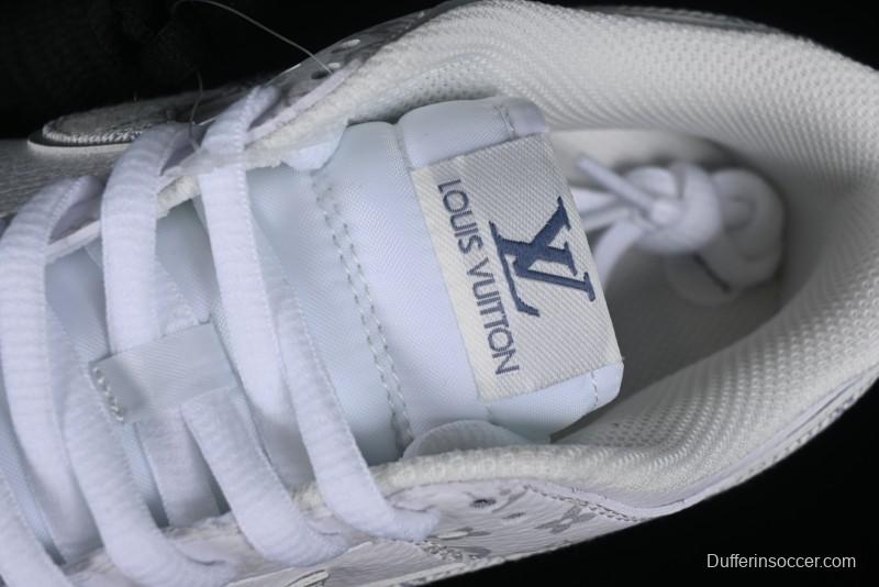 Nike SB Dunk Low Louis Vuitton Collaboration - White Grey Print High-End Custom Low-Top Casual Skate Shoes - LV0526-592