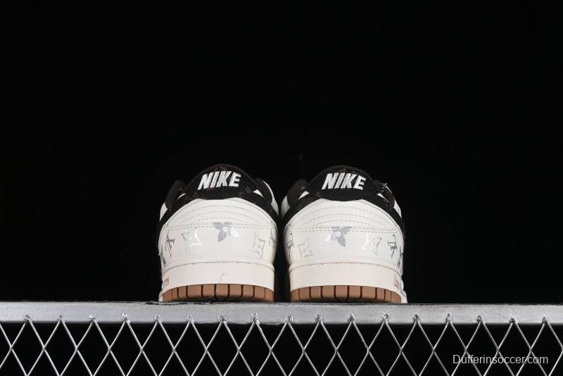 Nike Dunk Low LV Louis Vuitton - Beige Black Denim Anniversary High-End Custom Sneakers - DQ1098-341