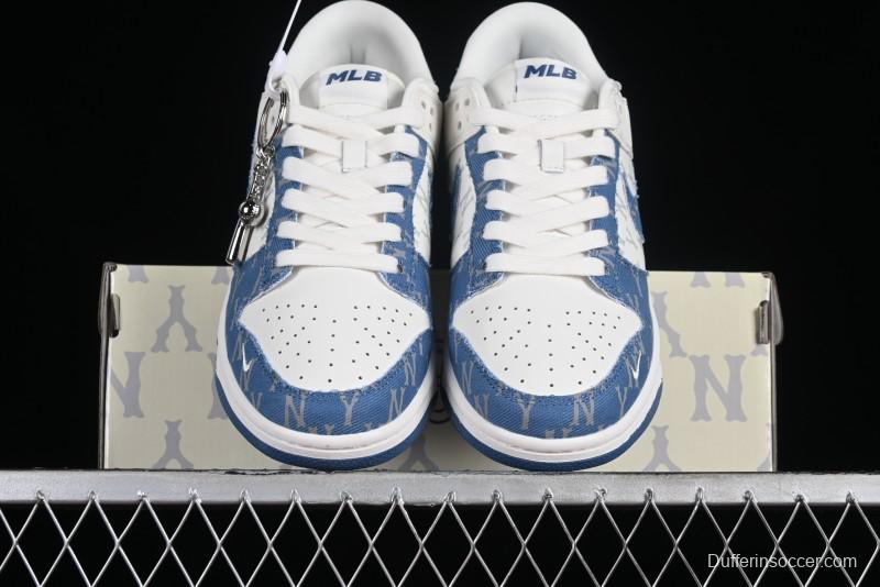 Nike SB Dunk Low MLB Collaboration - Blue Denim Anniversary Custom Low-Top Casual Sneakers - DQ1098-348