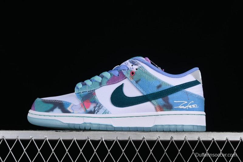 Nike Futura x Dunk Low Pro SB Casual Skate Shoes with Tie-Dye Pattern - HF6061-400