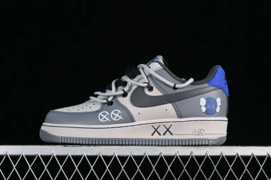Nike Air Force 1 '07 Low Custom Strap Casual Sneakers with Kaws Collaboration - KS6869-333