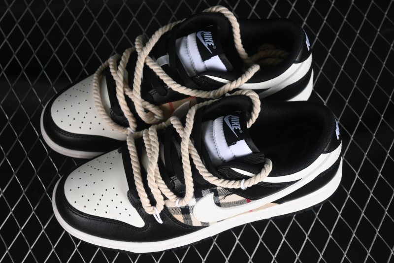 Nike Dunk Low SB Deconstructed Lace-Up Casual Sneakers with Scottish Plaid and Hemp Rope Design - DD1391-100