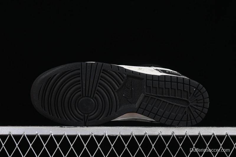 Nike SB Dunk Low LV Collaboration - Black Denim Print Anniversary High-End Custom Low-Top Casual Skate Shoes - SJ2068-238