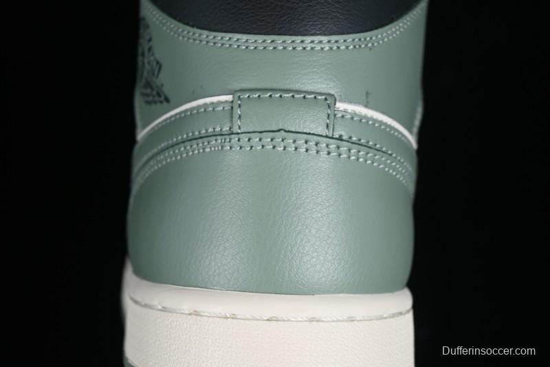Nike Air Jordan 1 Mid AJ1 Basketball Shoes in Fresh Warm Green - BQ6472-130