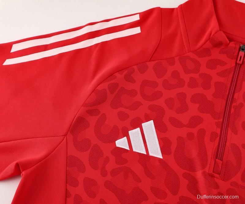 2024 Adidas Red Half Zipper Jacket+Long Pants