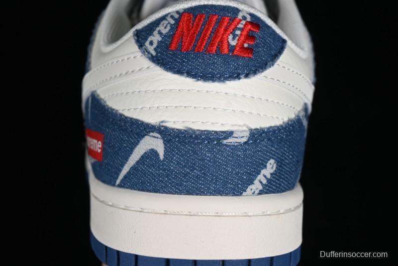 Nike Dunk Low Supreme - Denim Blue Jeans Anniversary High-End Customized Low-Top Casual Sneakers - FC1688-194