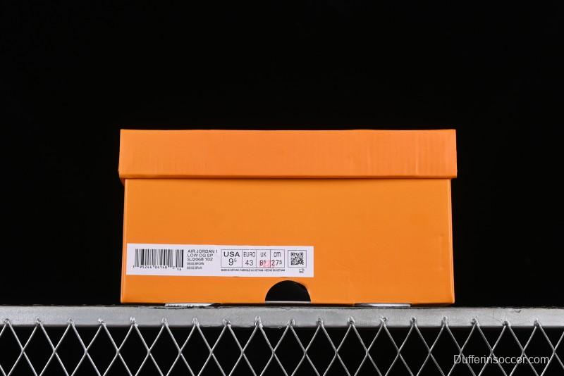 Nike Travis Scott x Fragment Design x Jordan Air Jordan 1 Low OG SP AJ1 LV Light Brown Print Casual Sneakers - SJ2068-102