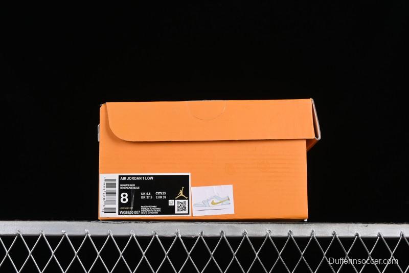 Nike Air Jordan 1 Low Stussy Collaboration - Blue Gold Custom High-End Basketball Shoes - WG8850-007