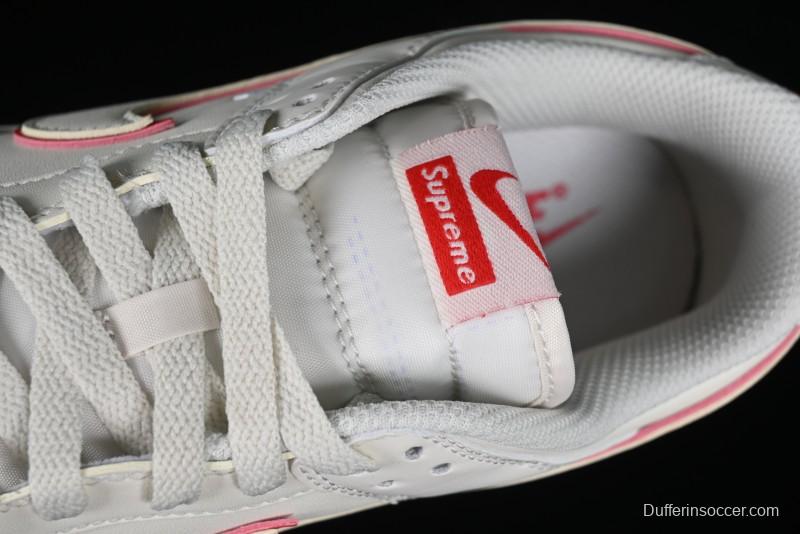 Nike SB Dunk Low Supreme Collaboration - Beige Red Mini Swoosh Anniversary Custom Low-Top Casual Skate Shoes - DJ2024-004