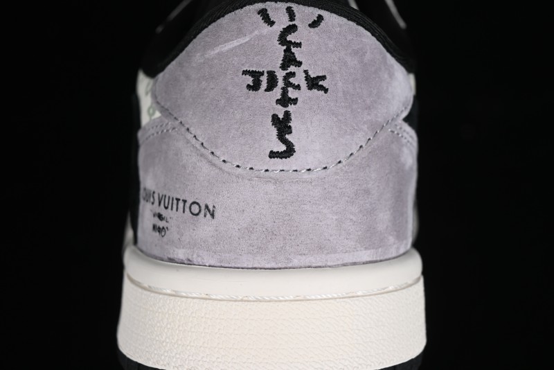 Nike Travis Scott x Fragment Design x Jordan Air Jordan 1 Low OG SP AJ1 LV Grey Black Pig Print Low-top Casual Sneakers - SJ2068-101
