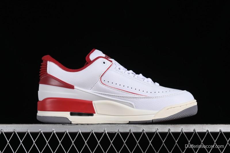 Nike Air Jordan 2/3 Retro Low Top Basketball Shoes in White/Red - FD0383-161