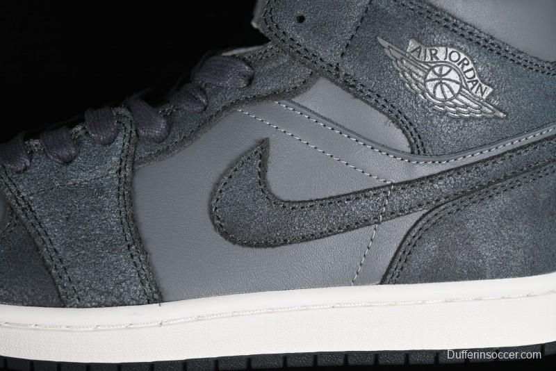 Nike Air Jordan 1 Mid Basketball Shoes in Space Gray - FJ3448-001