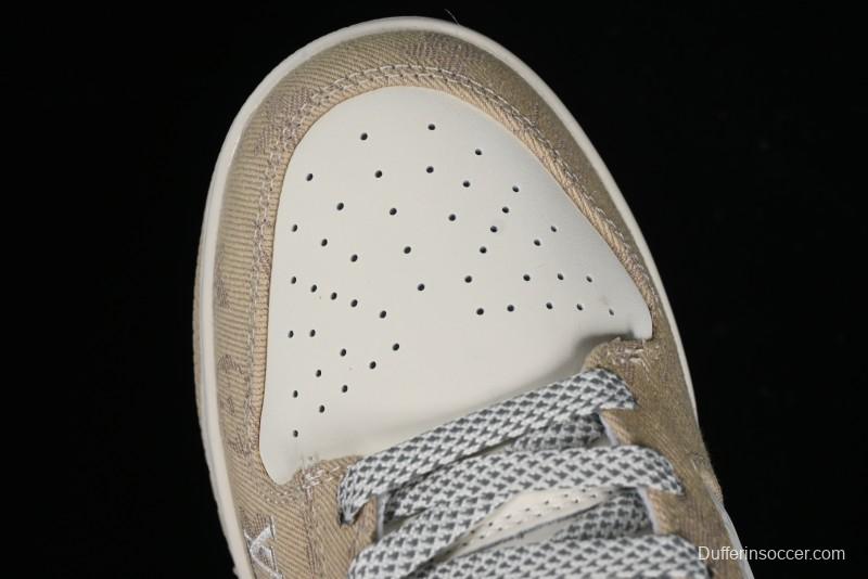 Nike SB Dunk Low LV Collaboration - Khaki Denim Anniversary High-End Custom Low-Top Casual Skate Shoes - XP3802-337