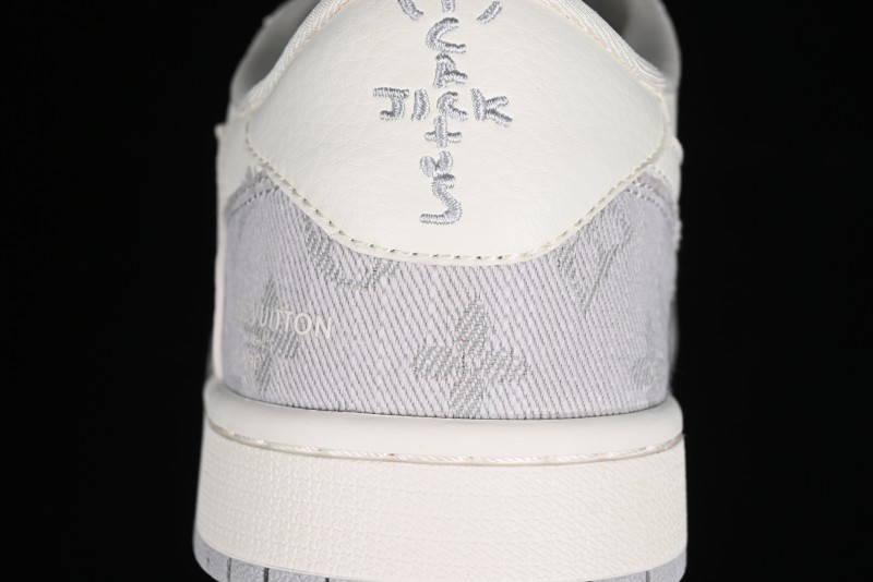 Nike Travis Scott x Fragment Design x Jordan Air Jordan 1 Low OG SP AJ1 LV Grey Denim Culture Casual Sneakers - LJ5188-004