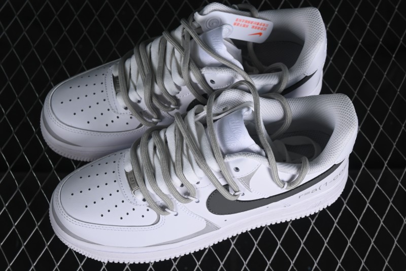 Nike Air Force 1 '07 Low Spray Paint White Grey Strap Low-Top Casual Sneakers - ZH0316-017