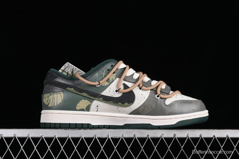 Nike Dunk Low Panda Prank Jungle Crossing - Green Wild Floating Abyss Beige Brown Green SB Lace-Up Low-Top Casual Skate Shoes - FD0350-133