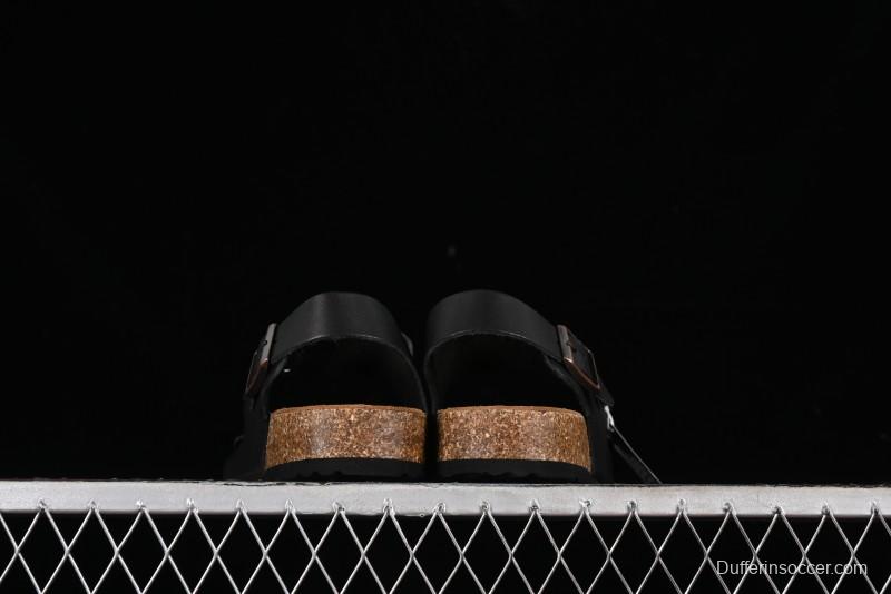 Birkenstock Birkenstock Sandals Series Black Leather with Soft Cushioning Cork Midsole - T.D4
