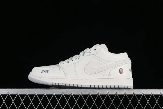 Nike Air Jordan 1 Low BAPE Collaboration - White Grey Basketball Shoes - WG8850-003