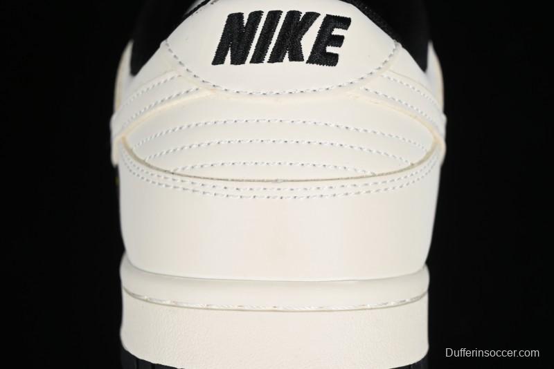 Nike SB Dunk Low BAPE Collaboration - Off-White Black Swoosh Anniversary Custom Low-Top Casual Skate Shoes - XD6188-037