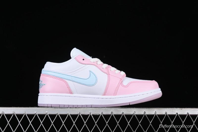 Nike Air Jordan 1 Low "White/Pink Foam/Glacier Blue" Casual Sneakers - HM3706-141