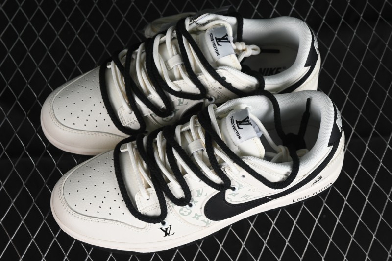 Nike SB Dunk Low LV Collaboration - Lamborghini Strap White Black Hook Anniversary High-End Custom Low-Top Casual Sneakers - SJ2068-261