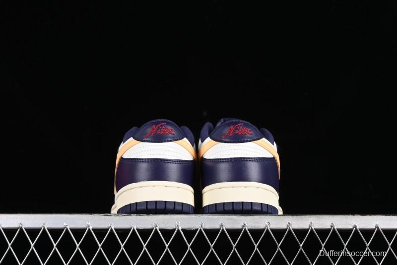 Nike Dunk Low Retro SB Skateboarding Shoes in Navy Blue with Purple Gold White Colorway - FV8106-181