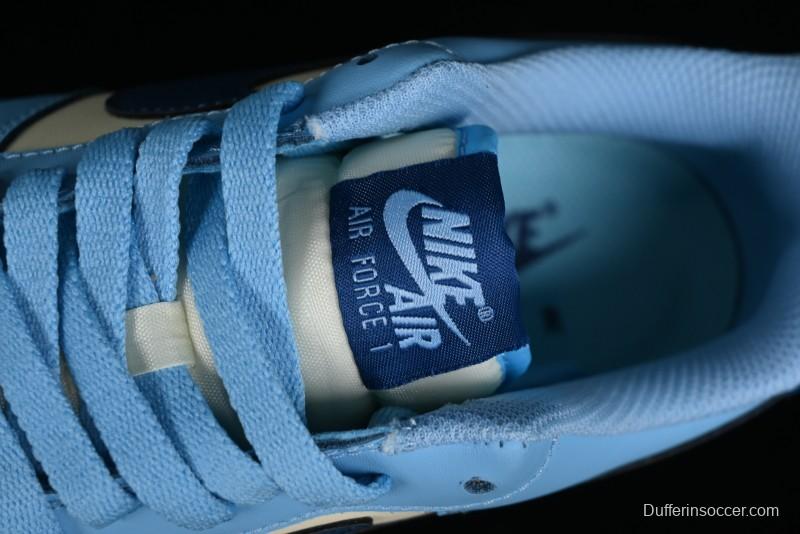 Nike Air Force 1 '07 Low White Blue Color Blocking Casual Sneakers - HF4837-407