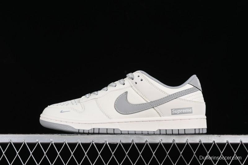 Nike SB Dunk Low Supreme Collaboration - Beige Canvas Anniversary High-End Custom Low-Top Casual Skate Shoes - BB6698-514
