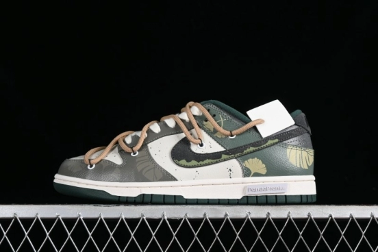 Nike Dunk Low Panda Prank Jungle Crossing - Green Wild Floating Abyss Beige Brown Green SB Lace-Up Low-Top Casual Skate Shoes - FD0350-133