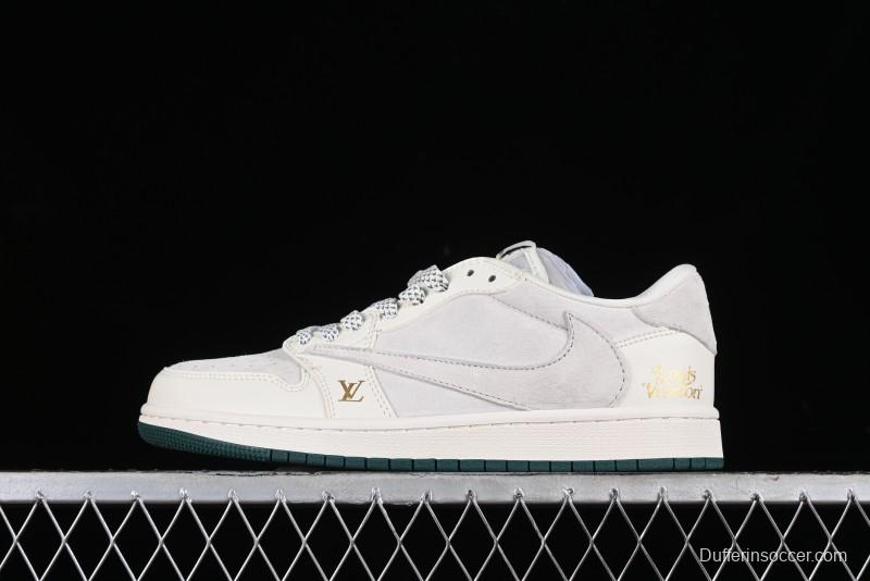 Nike Travis Scott x Fragment Design x Air Jordan 1 Low OG SP AJ1 LV Beige Grey Low-top Casual Sneakers - LJ5188-005