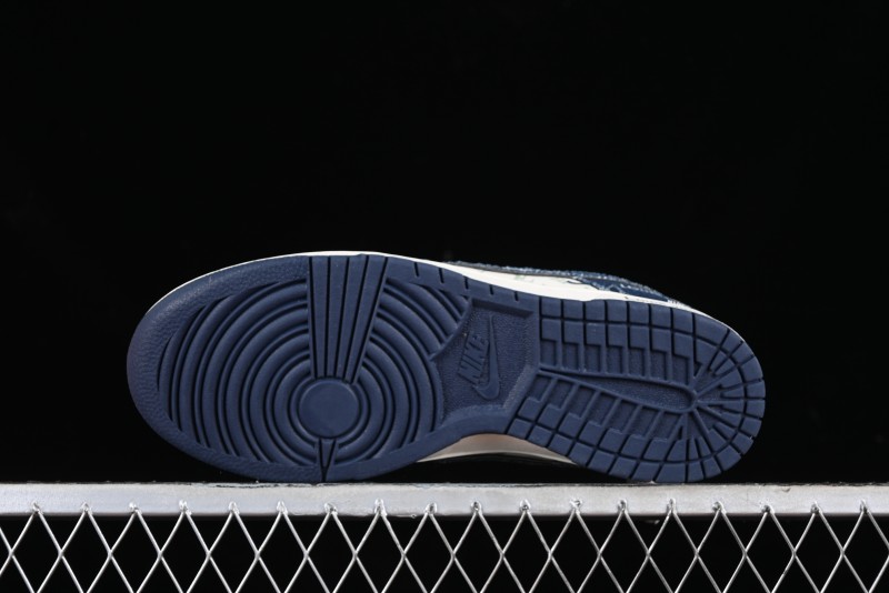 Nike SB Dunk Low LV Collaboration - Blue Denim Print Anniversary High-End Custom Low-Top Casual Skate Shoes - SJ2068-257