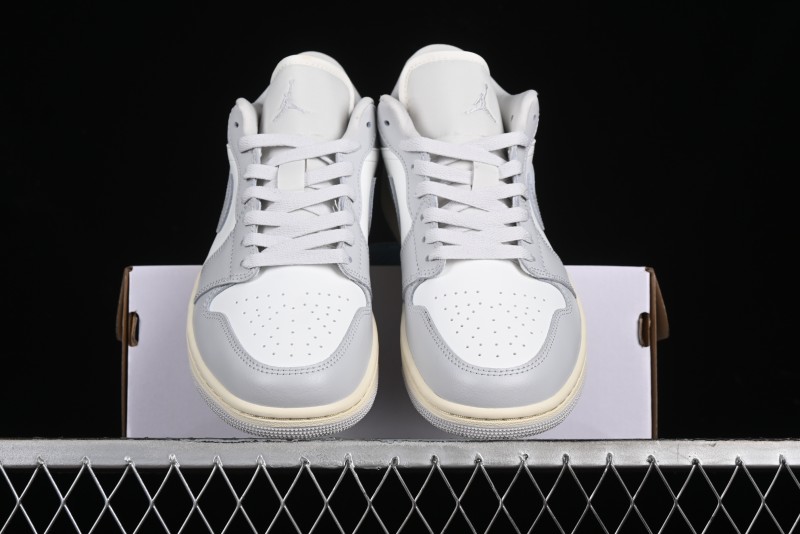 Nike Air Jordan 1 Low Casual Sneakers in White-Grey - FQ7687-300