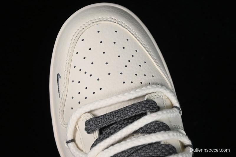 Stussy x Nike Dunk Low SB Sneakers in Off-White and Gray with Stussy S Titanium Accessory - SJ2068-275