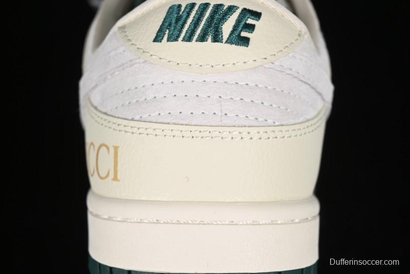 Nike SB Dunk Low Gucci Collaboration - Beige with Yellow Swoosh Anniversary High-End Custom Low-Top Casual Sneakers - DQ1098-390