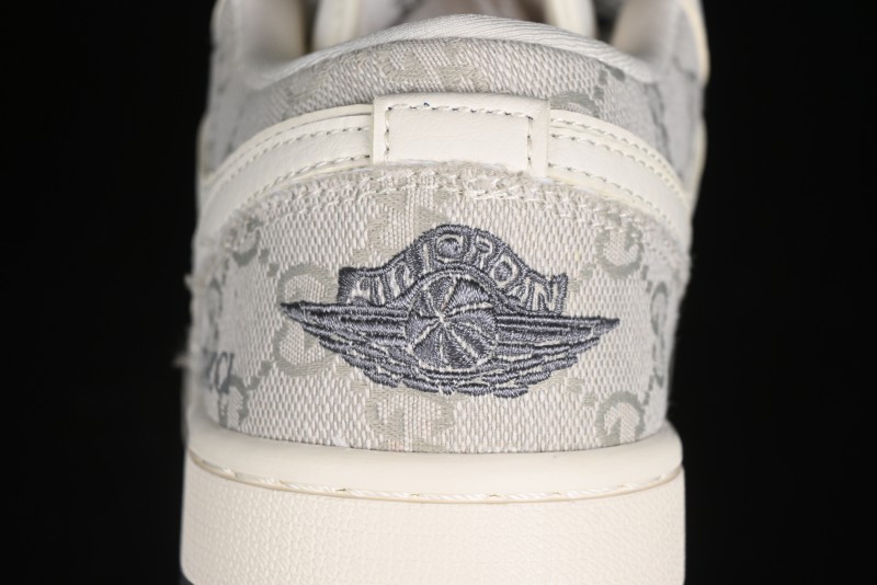 Nike Air Jordan 1 Low Gucci Collaboration - Smoke Grey Pattern High-End Custom Retro Basketball Shoes - DM5688-101