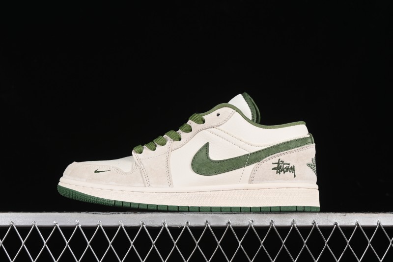 Nike Air Jordan 1 Low Stussy Collaboration Retro Basketball Shoes - DM5688-102