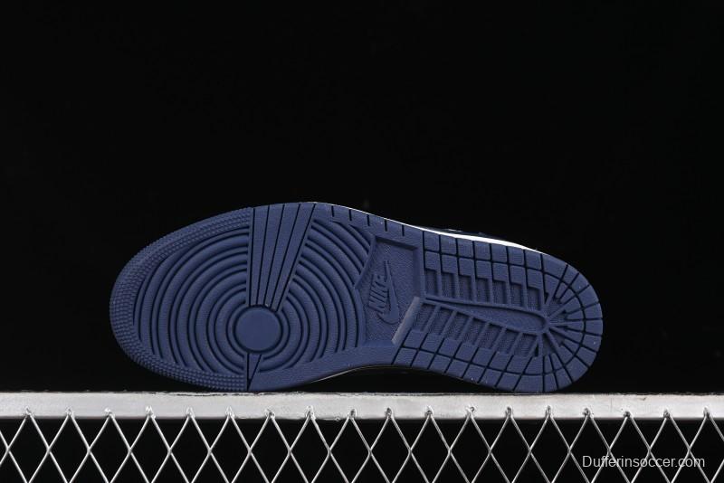 Nike Travis Scott x Fragment Design x Air Jordan 1 Low OG SP AJ1 Supreme Collaboration - Dark Blue Swoosh Low-Top Casual Sneakers - XZ2268-001