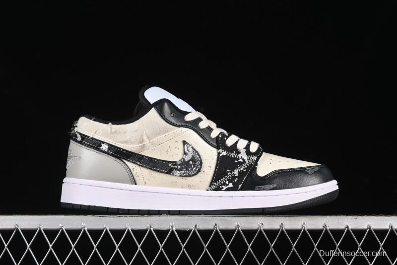 Nike Air Jordan 1 Low AJ1 Panda Prank Universe Exploration Custom Casual Sneakers - 553558-132