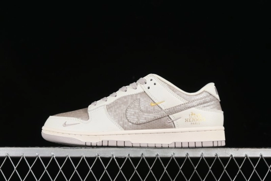 Nike SB Dunk Low Hermes Collaboration - Snake Print Brown Swoosh Low Top Casual Skate Shoes - XD6188-040