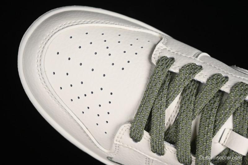 Nike SB Dunk Low Supreme Collaboration - Off-White Green Check Anniversary Customized Low-Top Casual Skate Shoes - DQ1098-391