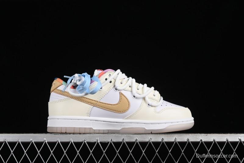 Nike Dunk Low Cake Bear White Yellow Low-Top Casual Sneakers - FN8913-141